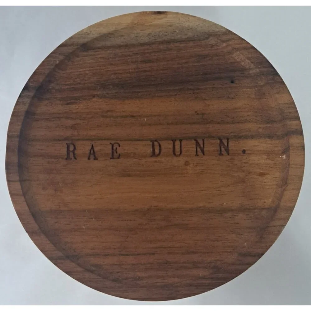 Rae Dunn Light Gray Ceramic BBQ Container Wooden Lid